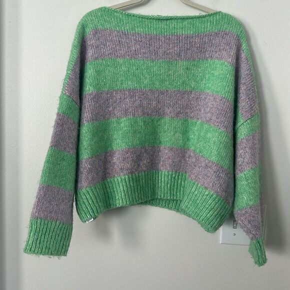 Nordstrom TopShop Cropped Oversized Striped Sweater 0-2 - Picture 6 of 8